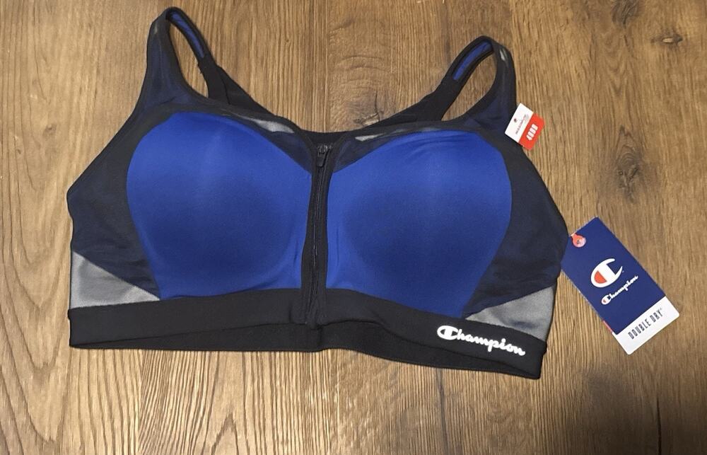 Champion Sports Bra Medium Moisture Wicking Black Racerback Pullover NWT 40 DD